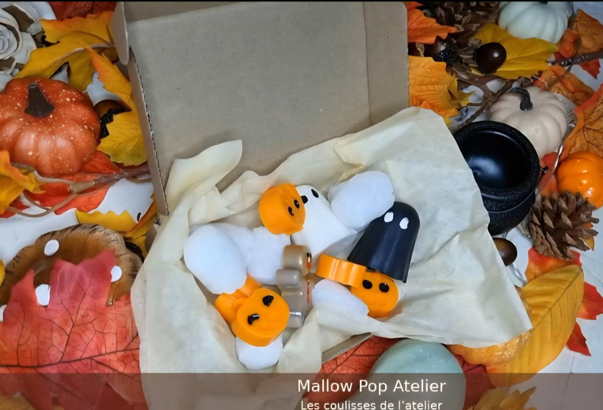 Coffret surprise automnal Mallow Pop Atelier contenant 8 à 10 fondants parfumés artisanaux